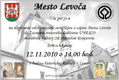 Certifikát pre Levoču